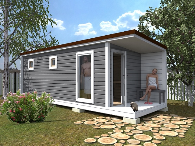 Баня Скандинавия 7 м с террасой