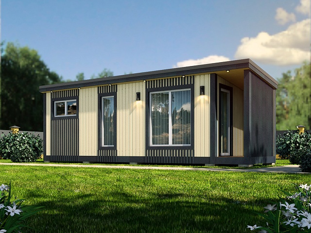 Мобильная баня Лофт-44 с террасой