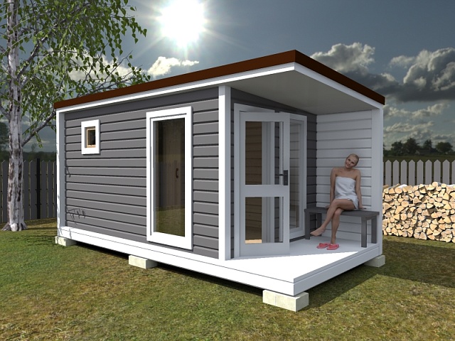 Баня с террасой Скандинавия 5 м