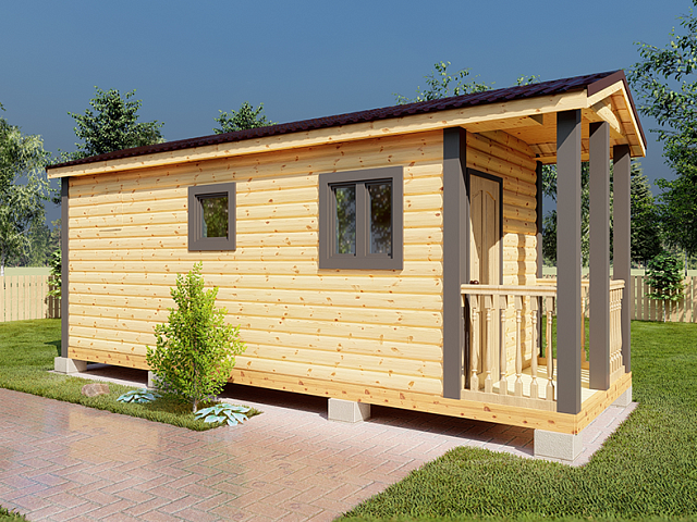 Баня из бруса с крыльцом ПБ-5