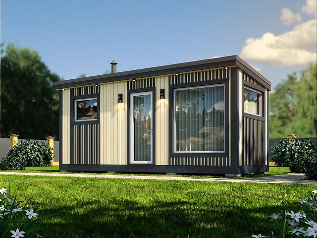 Баня с панорамными окнами Лофт-2