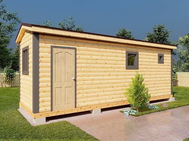 Баня из бруса ПБ-8 с большой комнатой отдыха