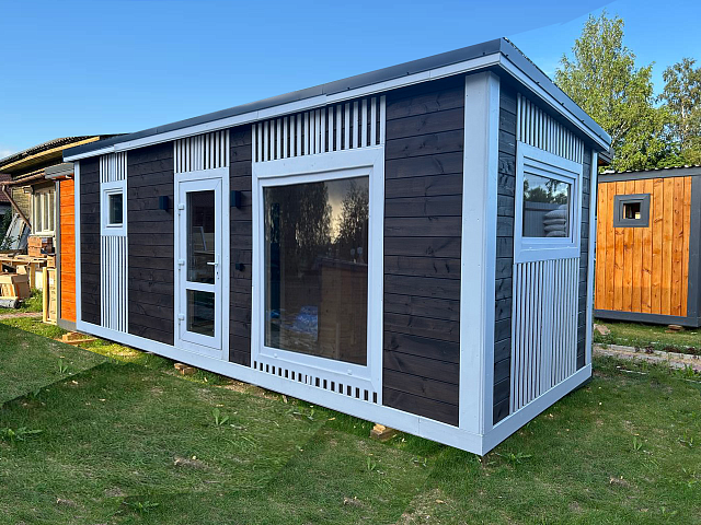 Баня с панорамными окнами Лофт-2