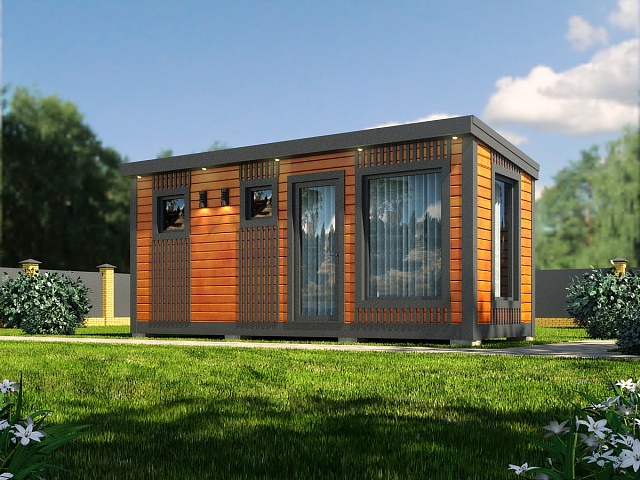 Каркасная баня Лофт-5 с автономным душем