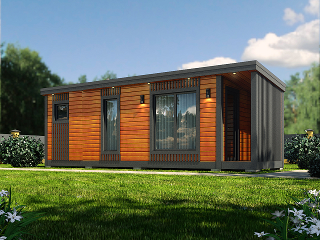 Каркасная баня в стиле Лофт-4 с террасой