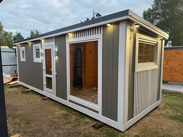 Баня с панорамными окнами Лофт-2