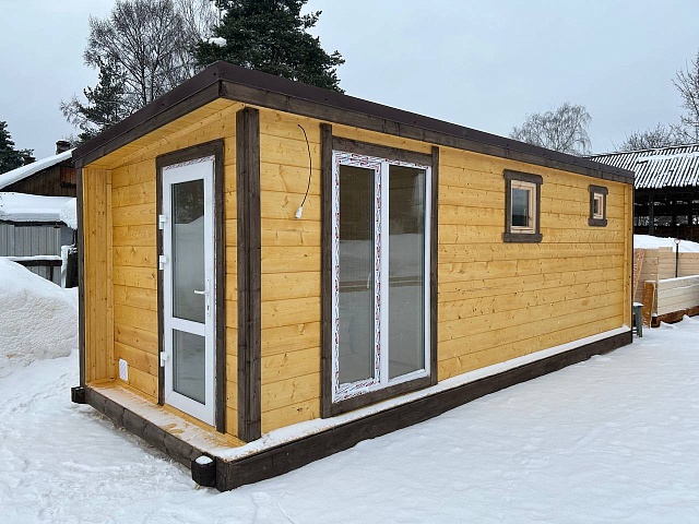 Баня Скандинавия 11 6,5 м со стильным крыльцом