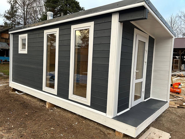 Баня Скандинавия 11 6,5 м со стильным крыльцом