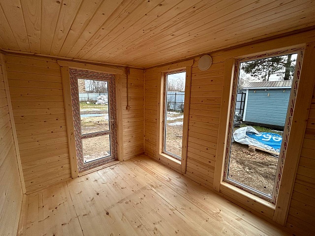 Баня Скандинавия 11 6,5 м со стильным крыльцом