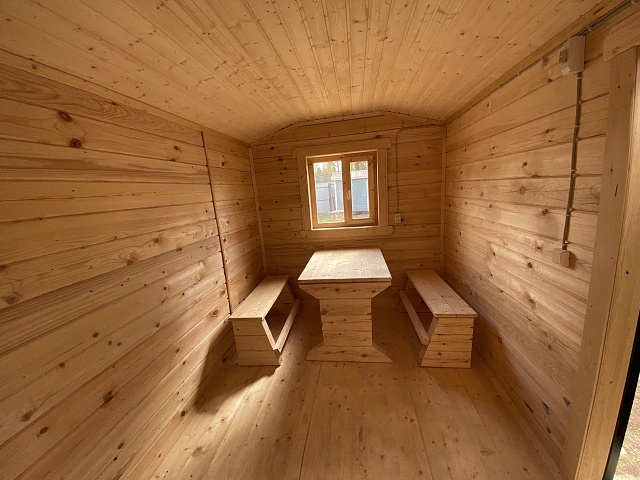 Баня из бруса ПБ-8 с большой комнатой отдыха