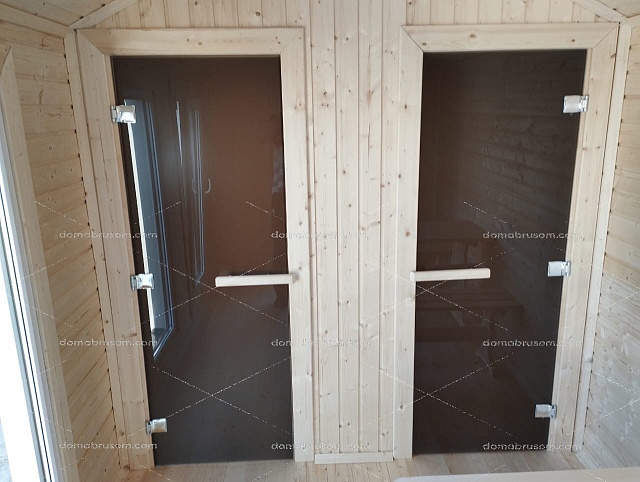 Баня Барн 3с застеклённым фасадом