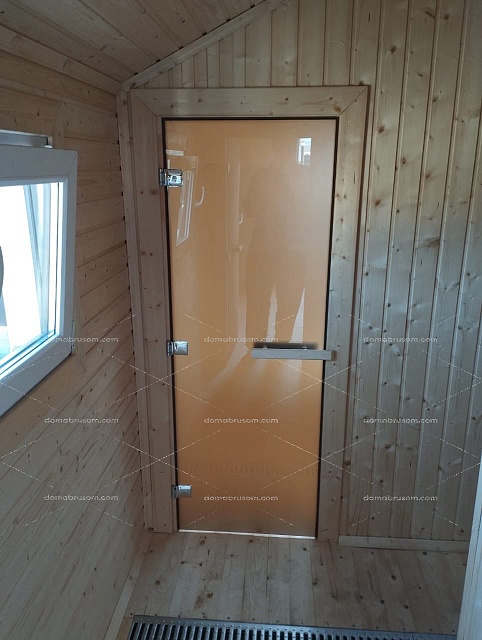 Баня Барн 3с застеклённым фасадом