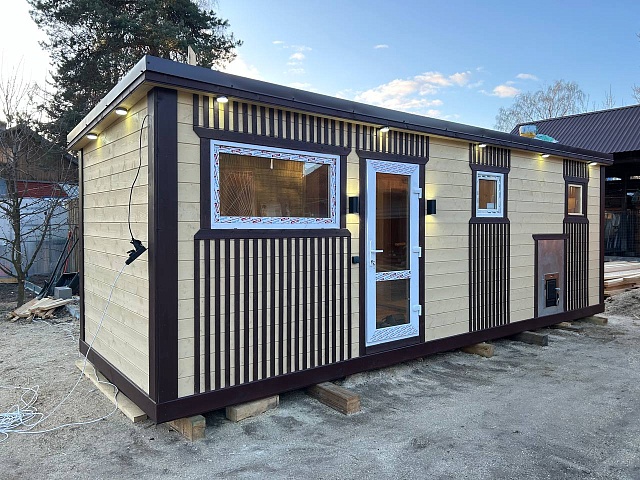 Баня Лофт-6 каркасной сборки с туалетом