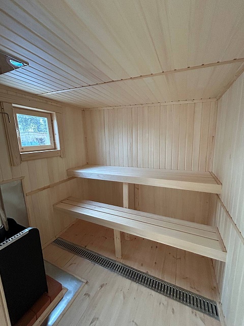 Баня Скандинавия 11 6,5 м со стильным крыльцом