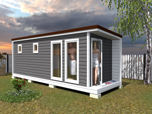 Баня Скандинавия 6,5 м со стильным крыльцом