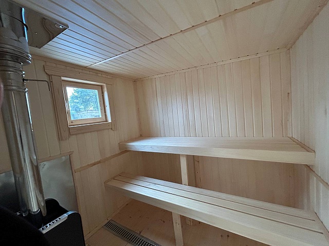 Баня Скандинавия 11 6,5 м со стильным крыльцом