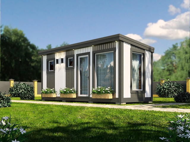 Баня Лофт-6 каркасной сборки с туалетом