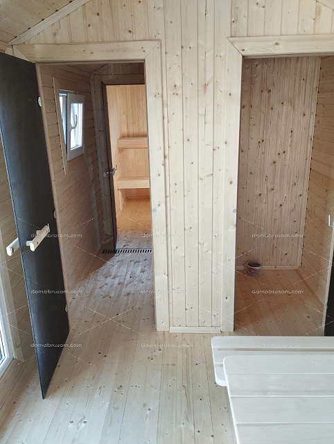 Баня Барн 3с застеклённым фасадом