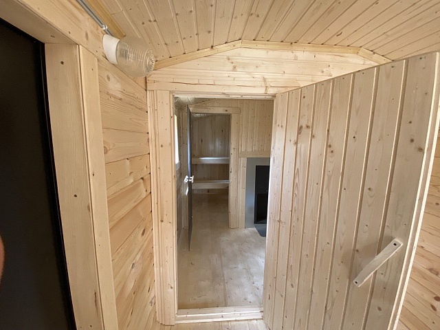 Баня из бруса ПБ-8 с большой комнатой отдыха